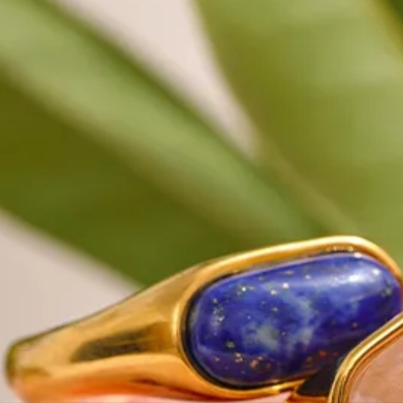 Tiger Lapis Stone 18k GOLD PLATED STAINLESS STEEL waterproof. - Picture 2 of 4